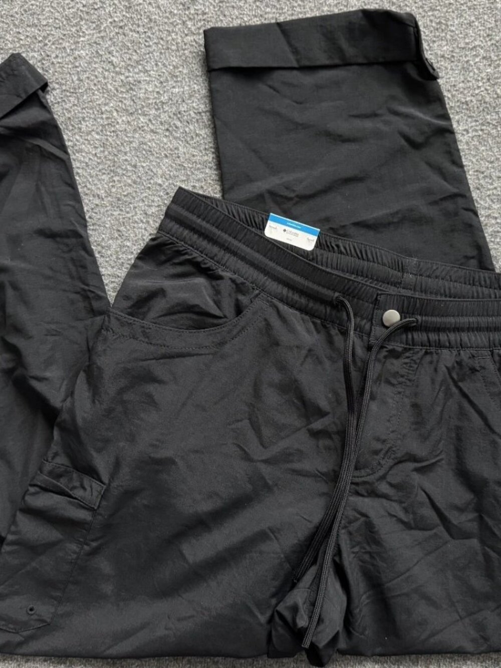 NWT Columbia Womens Omni Shield Cargo Pockets Pants Tech Roll Hem Black Large
